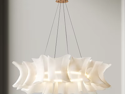 Modern White Wave Shaped Pendant Light With Elegant Hanging Design And Warm Glow 3d model