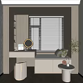 Balcony Bay Window Bookcase Makeup Table 3d model