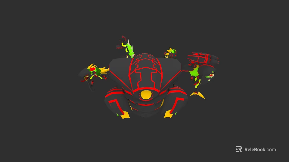 Multiple Game Movie Characters With Red Yellow Mechanical Design And Futuristic Sci Fi Features 3d model 