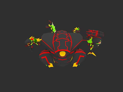 Multiple Game Movie Characters With Red Yellow Mechanical Design And Futuristic Sci Fi Features 3d model