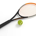Grand Sports Tennis Racket With Orange Frame Black Handle And Green Tennis Ball