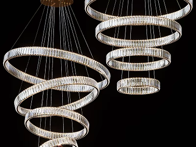 Elegant Modern Transparent Crystal Chandeliers With Circular Ring Design Hanging Decorative Lighting 3d model