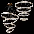 Elegant Modern Transparent Crystal Chandeliers With Circular Ring Design Hanging Decorative Lighting 3d model