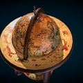 Elegant Vintage Globe Decorative Ornament Set With Carved Wooden Base And Twisted Columns