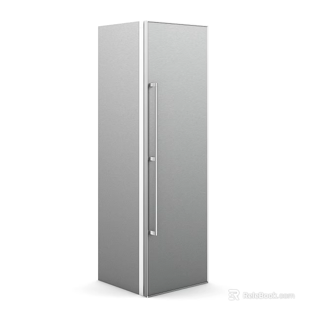 Stainless Steel Upright Refrigerator Freezer With Modern Sleek Handle Design 3d model 