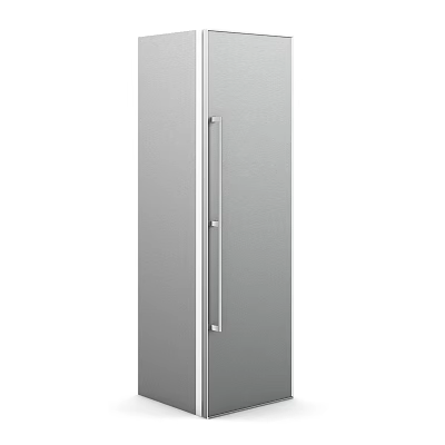 Stainless Steel Upright Refrigerator Freezer With Modern Sleek Handle Design 3d model