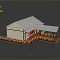 Traditional Style Residential Building With Gray Roof White Walls Red Railings And Covered Porch