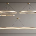 Modern Circular Chandeliers With Metal Frame And Glass Design Hanging On Gray Background