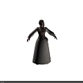 Classical Style Female Character With White Long Dress Brown Corset And Braided Hairstyle