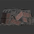 Rusted Metal Industrial Equipment With Grated Floor And Mechanical Frames