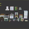 Modern Home Furniture Collection With Wooden Cabinets Chairs Tables And White Appliances