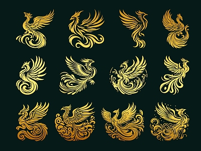 Phoenix National Tide Phoenix Elements Classical Phoenix Undead Bird King of Birds Firebird Color Phoenix Yu Pei Phoenix Tattoo Phoenix Decoration 3d model