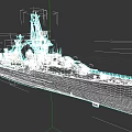 Detailed Warship 3D Model With Military Vessel Structure And Antenna Systems