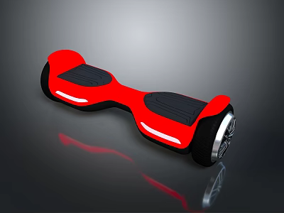 Red Hoverboard With Black Footpads White Light Strips And Wheels 3d model