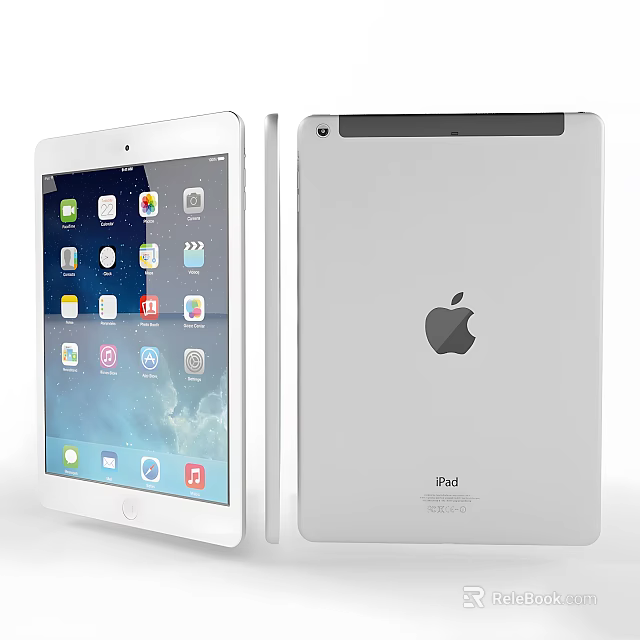Apple iPad Tablet Featuring Front Screen With App Icons And Back Logo Design 3d model