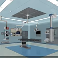 Modern Operating Room Interior With Surgical Table Advanced Imaging Device And Monitors 3d model