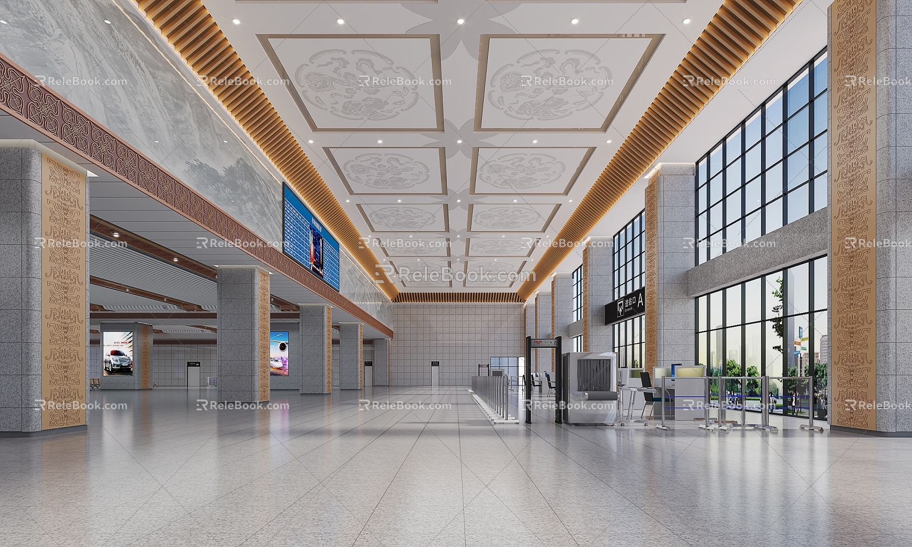 High-speed railway station waiting hall 3d model