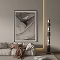 Modern Living Room Interior With Abstract Painting White Sofa And Floor Lamp