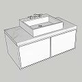 Minimalist Bathroom Washbasin Design With Marble Countertop And White Cabinets