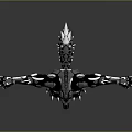 Metallic Wolf Like Creature Character Muscular Body Arms Outstretched Standing Pose