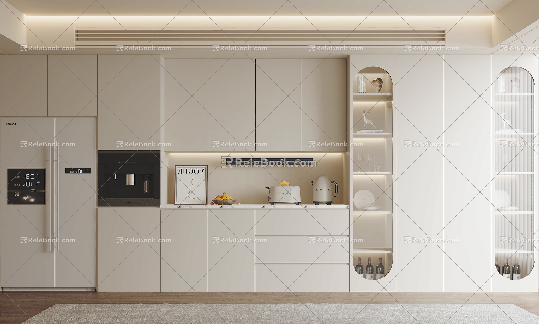 Modern Cream Style Wine Cabinet Dining Cabinet Storage Cabinet 3d model