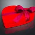 Red Heart Shaped Gift Box With Decorative Purple Bow For Daily Use