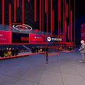 Motorola 2021 Consumer Electronics New Product Launch Event Stage With Red Screens And Audience Seats