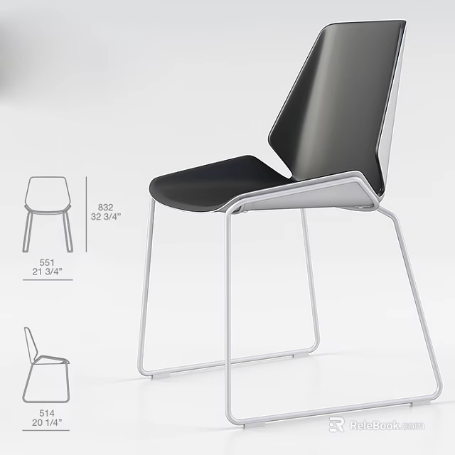 Modern Office Chair With Sleek Black Seat And Metal Frame For Contemporary Workspace Design 3d model 