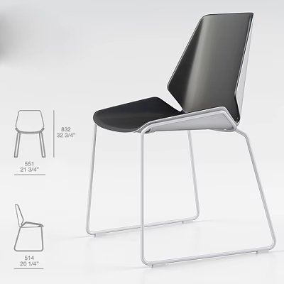 Modern Office Chair With Sleek Black Seat And Metal Frame For Contemporary Workspace Design 3d model