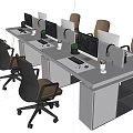 Modern Office Desk Setup With Ergonomic Chairs Computer Monitors And Drawers 3d model