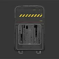 Industrial Metal Container With Yellow Black Warning Stripes Transparent Panel And Support Legs