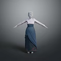 Man Standing with Arms Extended in Long Skirt 3D Model Gray Background