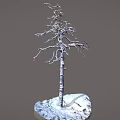 Wooden Tree Trunk Ornament With Snow Covered Stone Base 3d model