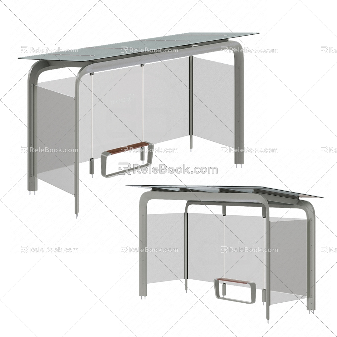 Bus platform canopy bench 3d model