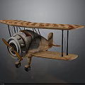 Vintage Biplane With Wooden Propeller And Cosmic Exploration Inspired Design