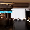Modern Bar Interior Design With Curved Counter Seating Ambient Lighting And Decorative Accents