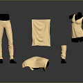 Beige Clothing Set With Sleeveless Top Pants Scarf Hat And Stockings