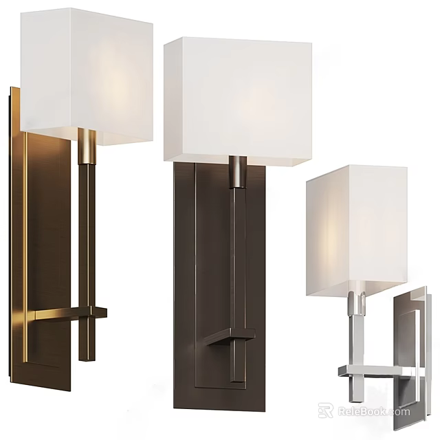 Modern Wall Lamps With White Shades And Sleek Metal Brackets Design 3d model 