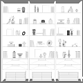 Modern Wooden Shelving Unit With Drawers Books Decorative Items And Lighting For Home Decor