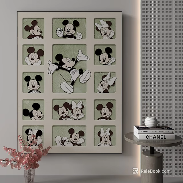 Cartoon Art With Mickey Minnie Mouse For Wall Decor 3d model