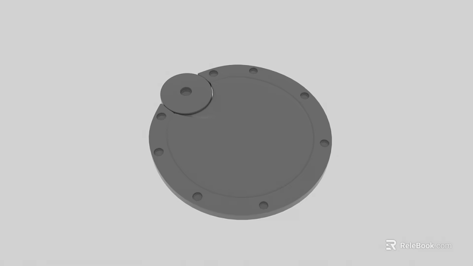 Modern Grey Analog Clock With Round Face Small Circular Accent And Edge Holes 3d model 