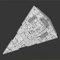 Detailed Space Starship Model With Triangular Structure And Cosmic Design Elements 3d model