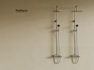 Poliform Twin Shower Systems With Chrome Finish And Wall Mounted Design 3d model