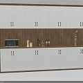 Modern Entryway Cabinet Sideboard Design With White Doors Wooden Countertop And Storage