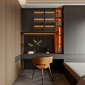 Tatami Bedroom Interior With Modern Design Desk Chair Storage Cabinets Lighting And Window Blinds