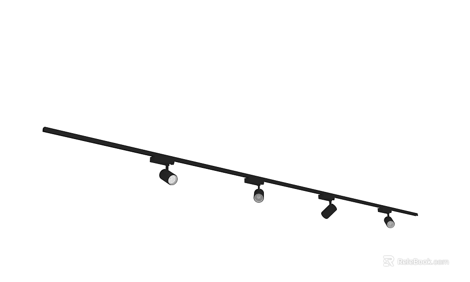Adjustable Black Track Mounted Downlights and Spotlights for Home Lighting 3d model 