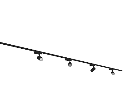 Adjustable Black Track Mounted Downlights and Spotlights for Home Lighting 3d model