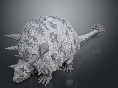 Detailed Armored Dinosaur Model Featuring Bulbous Body Spiked Tail And Textured Skin 3d model