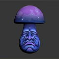 Game Fantasy Mushroom Character With Purple Pink Cap Blue Stem And Sad Face Design
