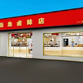 Corner Braised Food Restaurant With Red Signage Display Windows And Counter